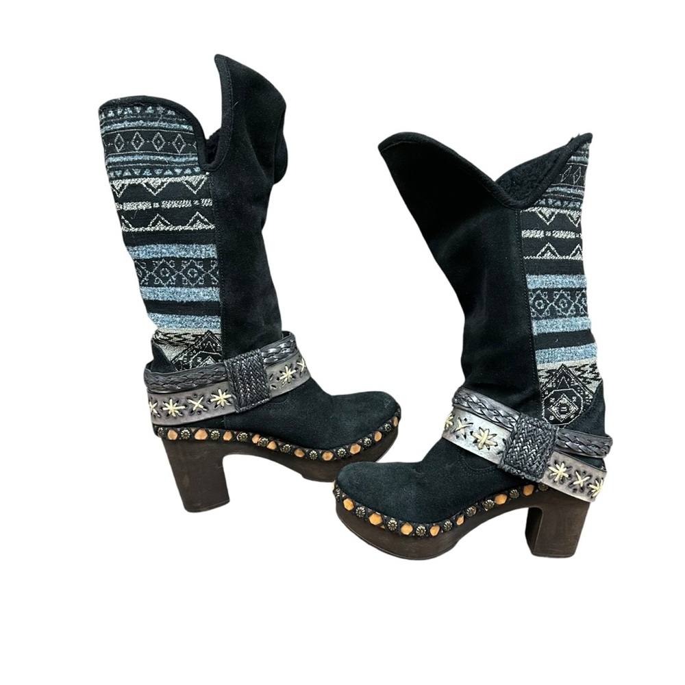 Aztec Southwestern Boho Cowboy Boots Chunky Heel Womens Size 36 5.5